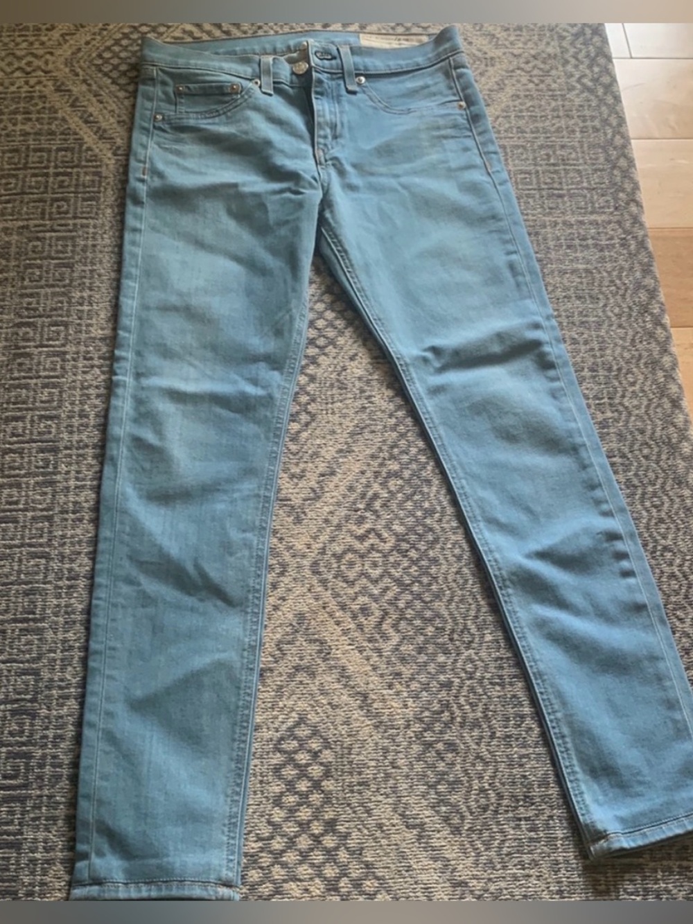 rag & bone High-Rise Jeans in Light Blue